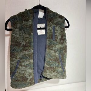 FatFace Olive Green Sherpa Fleece Hooded Vest Sz 8/9